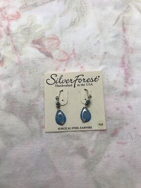 Silver Forest Silver Tone Blue Dangle Surgical Steel Dangle Earrings